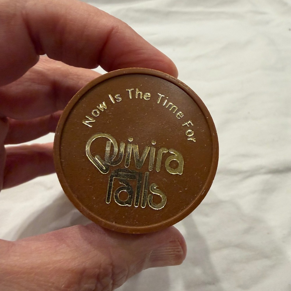 Vintage Quivira Falls Sand Timer Hourglass Brown Plastic Gold Lettering 4 inch